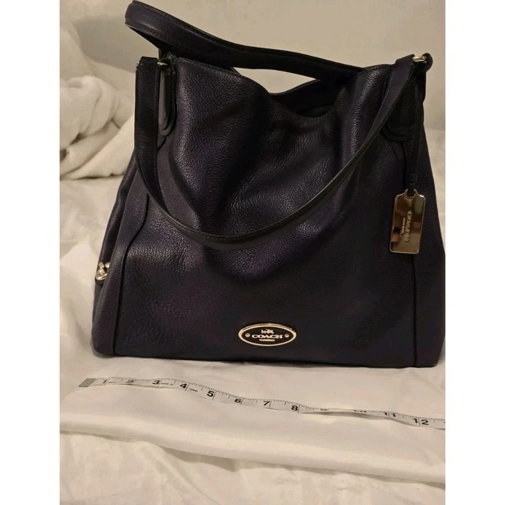 COACH Rich Purple Tumbled‎ Leather Three Compartment Vintage Hobo Shoulder Bag